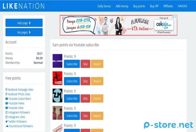 cara menambah point di likenation otomatis
