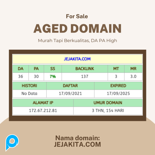 DIJUAL CEPAT AGED DOMAIN JEJAKITA BERUMUR HIGH DA SPAMSCORE NOL!