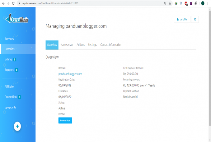 Domain panduanblogger.com