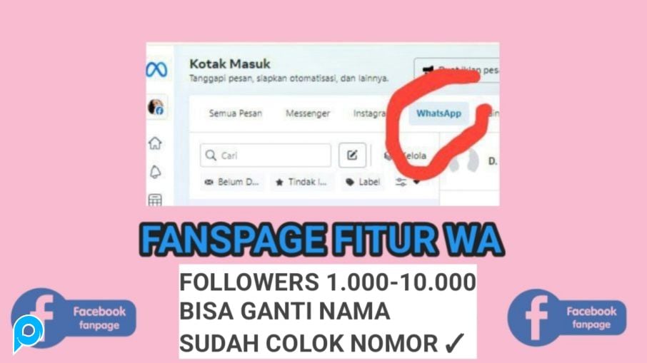 Fanpage fitur wa sudah colok nomor Bm+Fp+Akun
