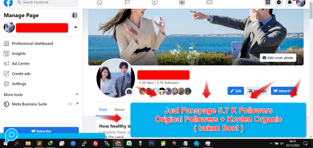 Fanspage Facebook Total 5.7K followers aktif real dari organic