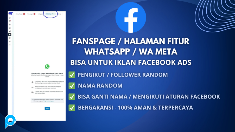 Fanspage / Halaman Fitur WahatsApp / WA Meta - Bisa Untuk Iklan FB ADS
