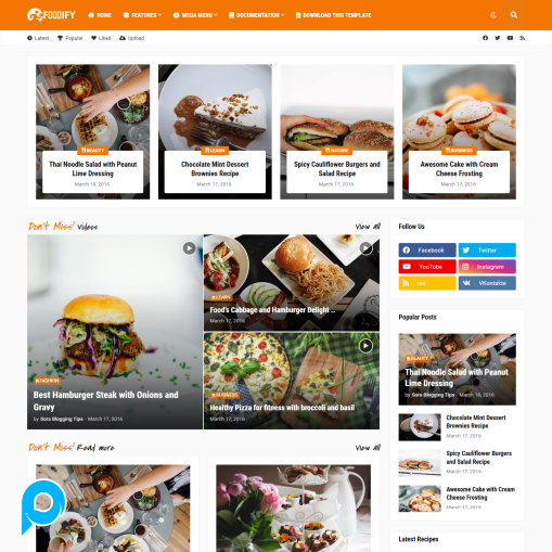Foodify Elegant Food & Restaurant Premium Blogger Template