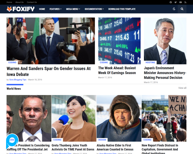 Foxify News & Magazine Premium Blogger Template