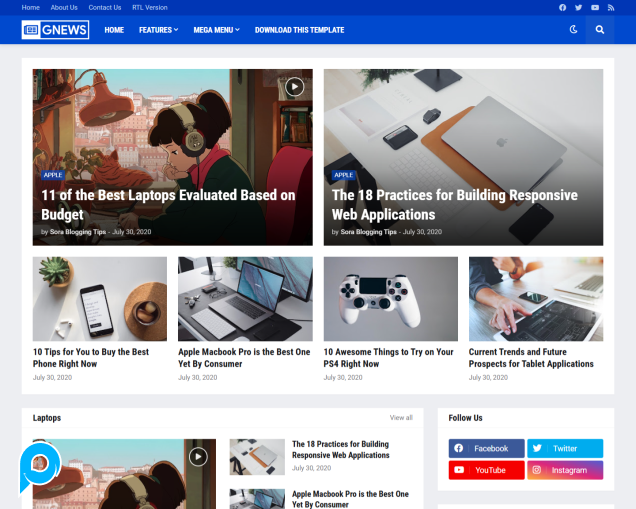 GNews Responsive Magazine Premium Blogger Template