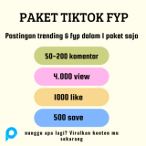 Jasa fyp tiktok: 4k View, 1k like, 60 komentar dan save