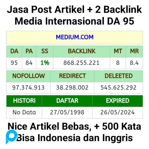 Jasa Post Artikel + Backlink di Media Internasional yaitu Medium.com