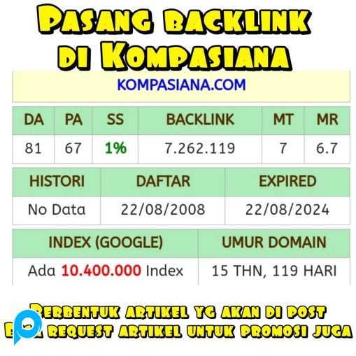 Jasa Posting Artikel + Backlink di Media Nasional yaitu Kompasiana.com