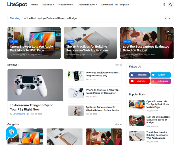 LiteSpot Responsive News & Magazine Premium Blogger Template