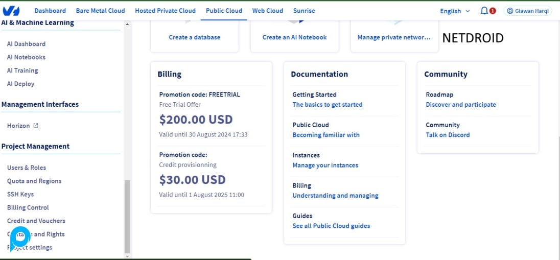 OVH Cloud Asia Limit 32 CPU 44GB RAM Free Trial $230
