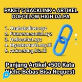Paket 5 Backlink + Artikel Dofollow High DA PA Permanen