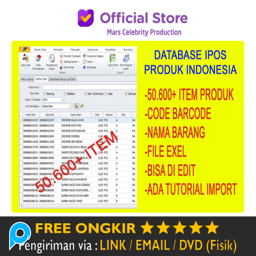 Paket Database Import 50.600 Item IPOS 4 IPOS 5 Data Produk Indonesia Program Kasir Toko IPOS4 IPOS5