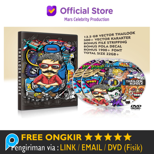 Paket Template Desain Kaos Thailook Decal Sticker Vector Kartun - Design Grafis Usaha Lengkap
