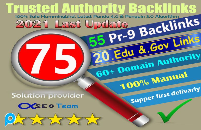 Penawaran Eksklusif 75+ Backlink 55 PR9 +20 EDU/GOV 80+DA secara manual Do Safe SEO Tingkatkan Googl
