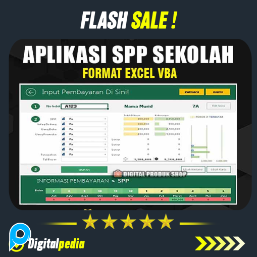 PROGRAM APLIKASI MICROSOFT EXCEL PEMBAYARAN SPP SEKOLAH FORMAT VBA PREMIUM SD SMP SMA SMK