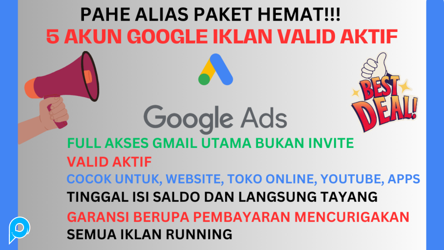 Promo!! 4 Akun Google Iklan Ads Aktif Valid Siap Jalan!!