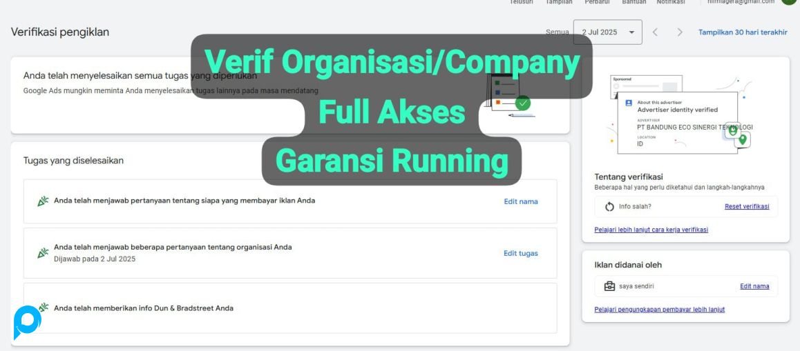 PROMO!! Akun Google Ads Siap Pakai Verifikasi IKLAN VALID LP wix site/ Verify Company
