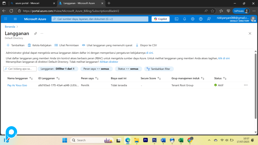 Promo Azure Pay As You Go Anti Suspend , Proses Cepat,  Bergaransi