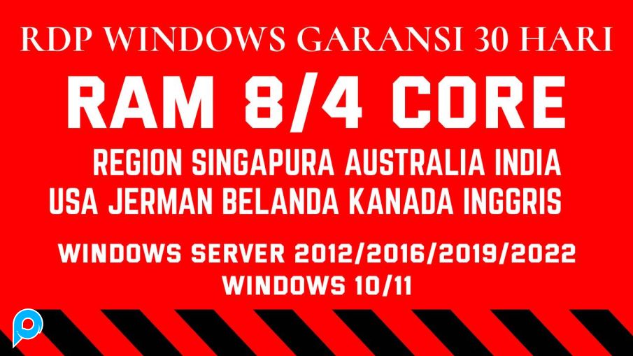 PROMOOO RDP/VPS Windows/Linux 4CPU 8GB RAM SSD 160Gb Garansi 30 Hari