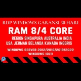 PROMOOO RDP/VPS Windows/Linux 4CPU 8GB RAM SSD 160Gb Garansi 30 Hari