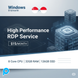 RDP Windows Full Administrator 8 CPU, 32GB RAM dan 126GB SSD