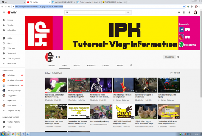 Rugi Akun Youtube 32.000+ Subscriber
