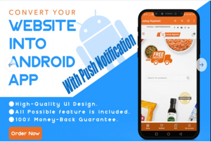 Saya Akan Mengonversi Situs Web Anda Menjadi Aplikasi Android(webview) Dengan push Notification