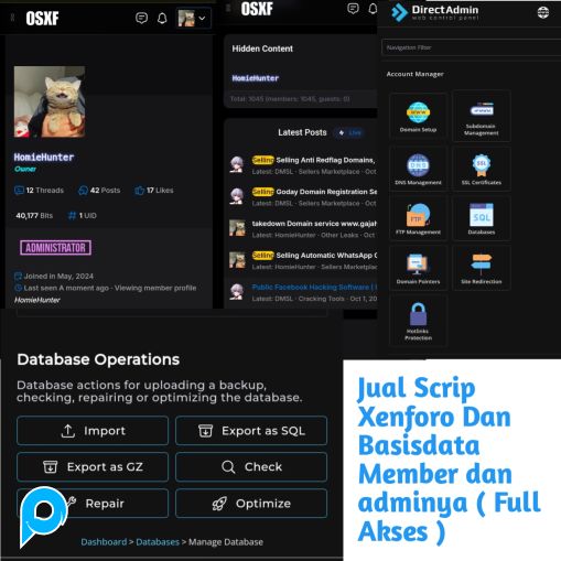 Scrip Xenforo dan database Full Akses