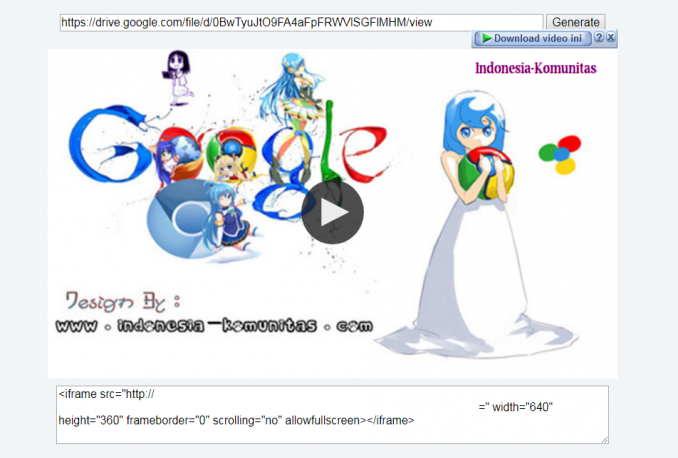 Script JWplayer Embeder Google Drive MP4 (HD) v1.0.0.1