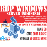 [SERVER INDONESIA BISA DIPERPANJANG] RDP/VPS RAM 2 GB - 3 vCPU - STORAGE 20 SSD NVMe MURAH BERGARANS