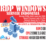 [SERVER INDONESIA BISA DIPERPANJANG] RDP/VPS RAM 3 GB - 2 vCPU - STORAGE 40 SSD NVMe MURAH BERGARANS
