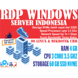 [SERVER INDONESIA BISA DIPERPANJANG] RDP/VPS RAM 4 GB - 3 vCPU - STORAGE 60 SSD NVMe MURAH BERGARANS