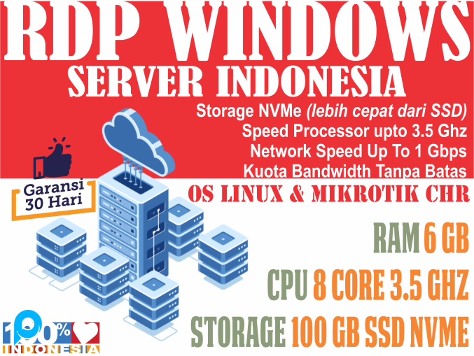 [SERVER INDONESIA BISA DIPERPANJANG] RDP/VPS RAM 6 GB - 8 vCPU - STORAGE 100 SSD NVMe MURAH BERGARAN