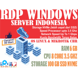 [SERVER INDONESIA BISA DIPERPANJANG] RDP/VPS RAM 6 GB - 8 vCPU - STORAGE 100 SSD NVMe MURAH BERGARAN