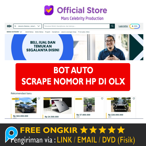 Software BOT Auto Scrape Nomor HP di OLX Tertarget Update Terbaru 2023 Aplikasi Program Tools
