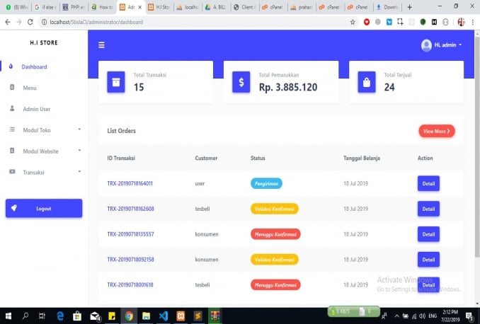 Source Code toko online Codeigniter + API Raja ongkir