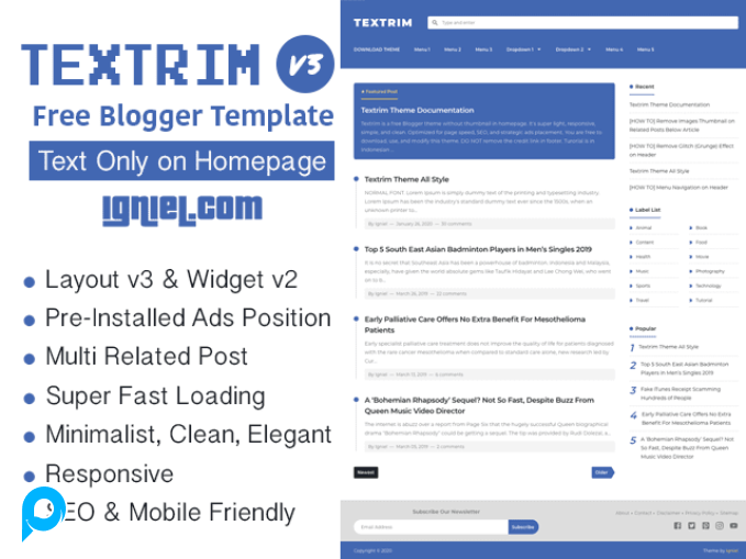 Template Premium Textrim Blogspot Unlimited Domain