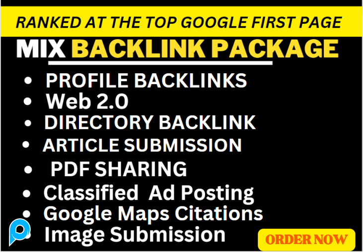 TOP RANK 100 Backlinks, Profile, web2.0, Directory, Article Submission, PDF, classified ad, seo mix