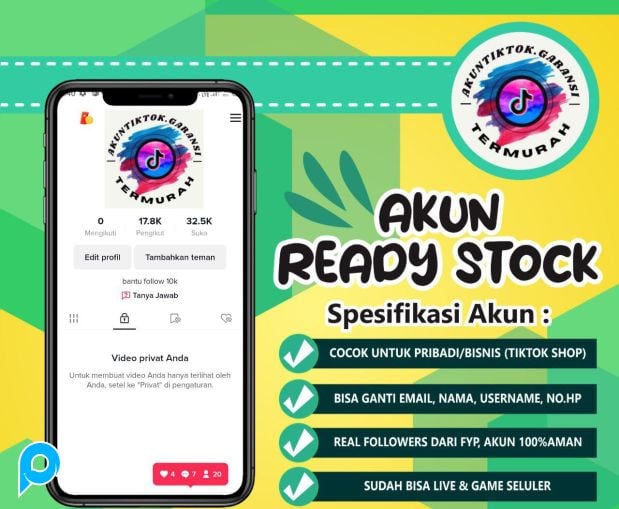 TOP SELLER! Akun Tiktok Follower 9K | 9.000+ Follower Indo Real Organik Konten FYP | Bisa Live |