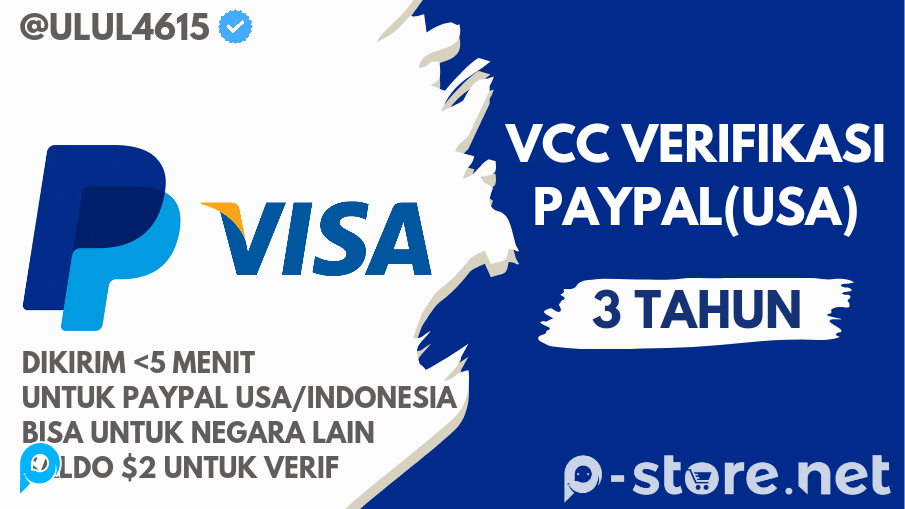 VCC Verifikasi Paypal 3 Tahun (VISA)
