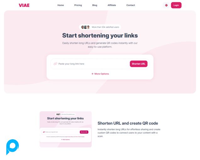 Viae - Pemendekan URL dengan generator kode QR