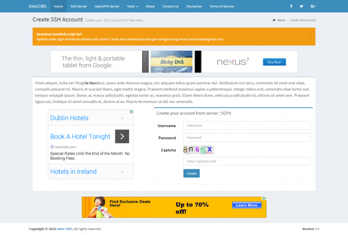 web create ssh account